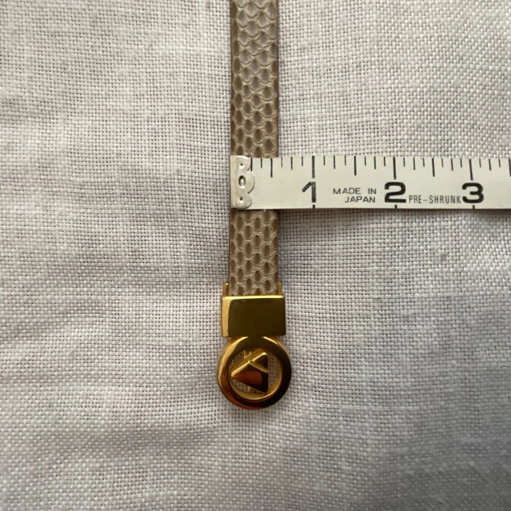Vintage Beige Tan Snakeskin Leather Belt Removable Gold Buckle NEW